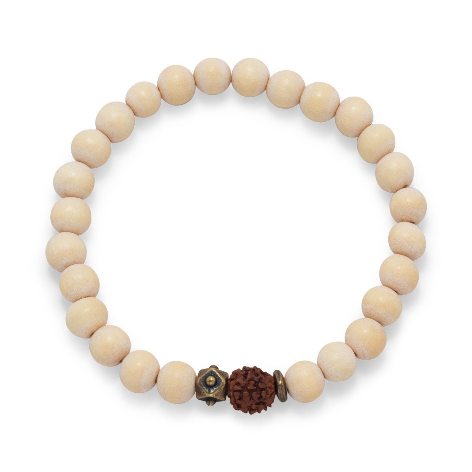 White Wood Bead Stretch Fashion Bracelet - Joyeria Lady