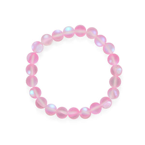 Think Pink! Iridescent Glass Stretch Bracelet - Joyeria Lady