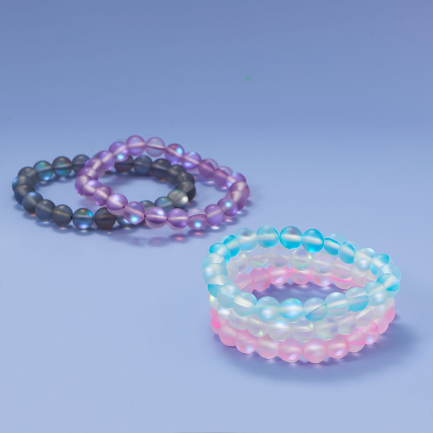 Icy Iridescent Glass Stretch Bracelet - Joyeria Lady