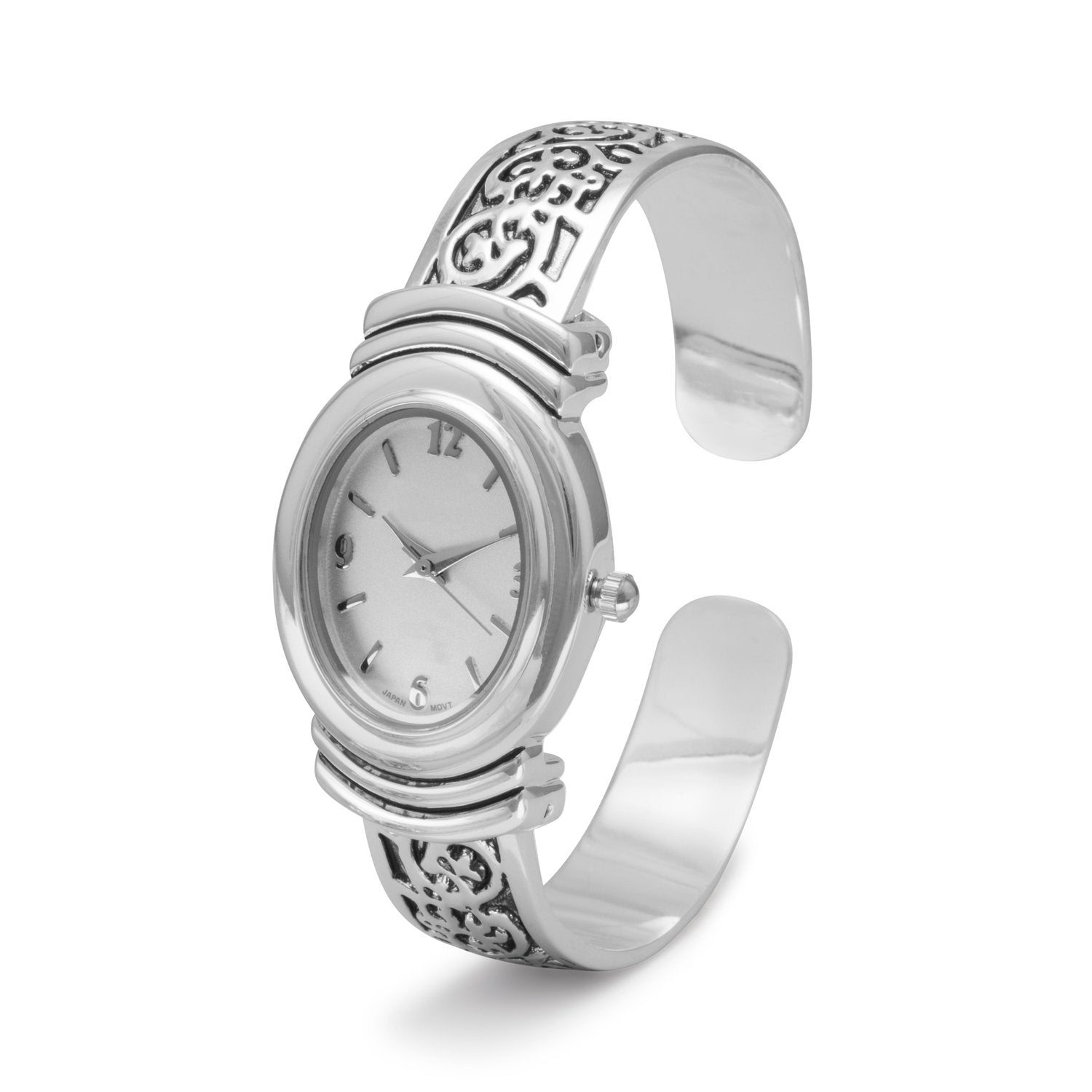 Oxidized Scroll Design Fashion Cuff Watch - Joyeria Lady