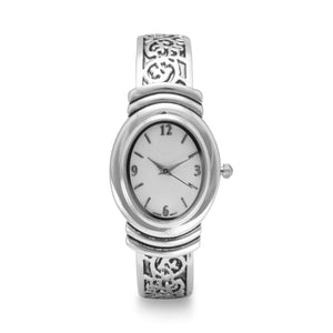 Oxidized Scroll Design Fashion Cuff Watch - Joyeria Lady