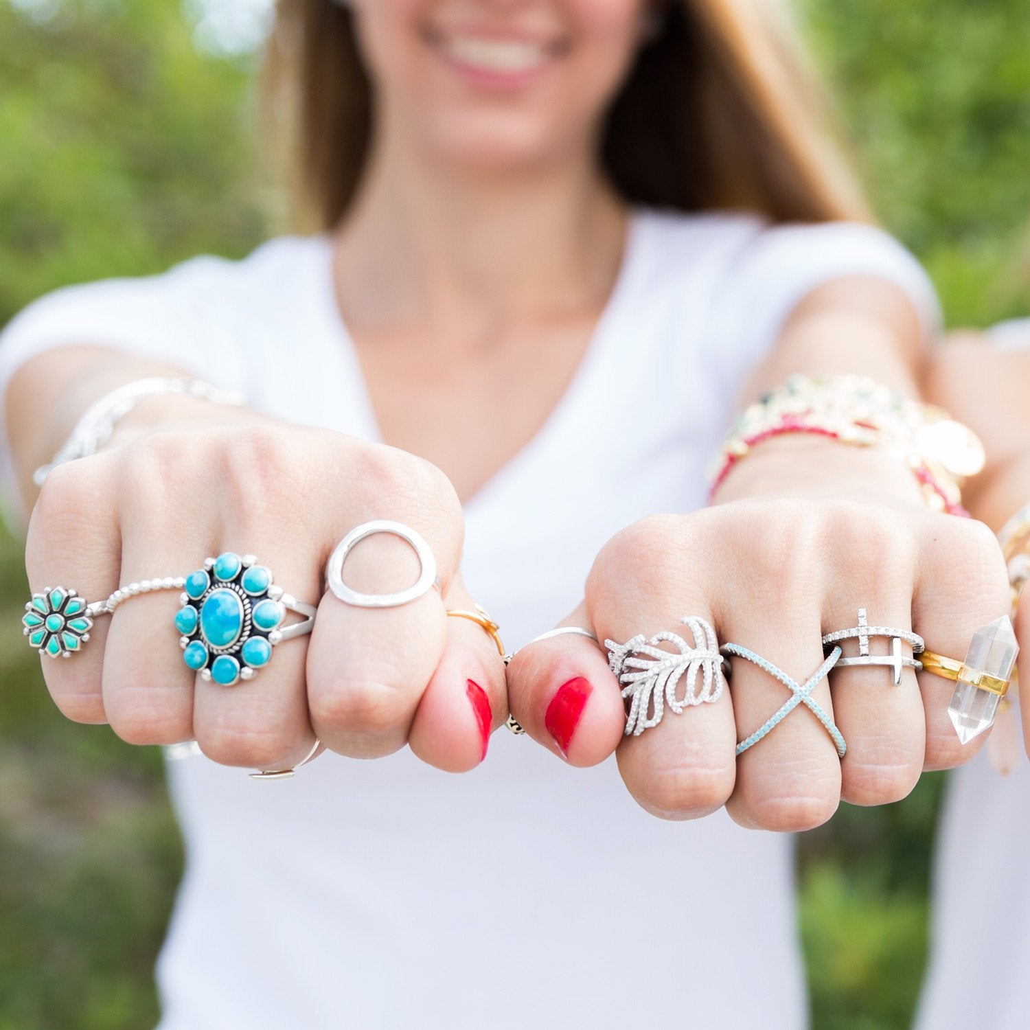 Rhodium Plated Double Cross Ring - Joyeria Lady