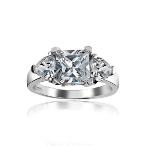 3CT Solitaire Princess Heart CZ Engagement Ring 925 Sterling Silver