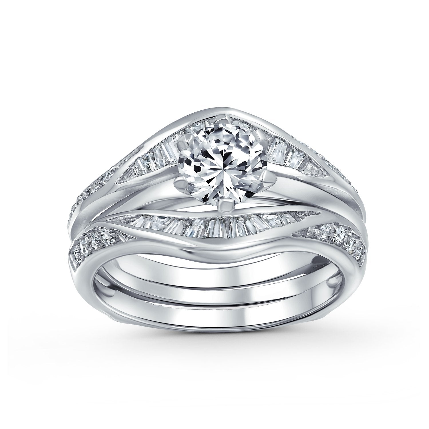 Bague En Argent Sterling 925 Avec CZ - Coupe Ronde, Incrustation De Cristaux, Occasion élégante