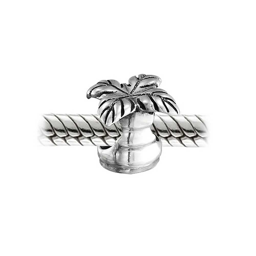 Tropical Vacation Beach Palm Tree Charm Bead 925 Sterling Silver - Joyeria Lady