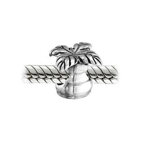 Tropical Vacation Beach Palm Tree Charm Bead 925 Sterling Silver