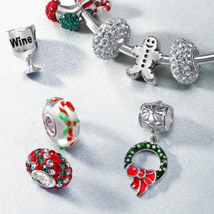 Holiday Christmas Gingerbread Man Cookie Charm Bead Sterling Silver