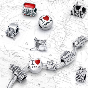 London Piccadilly UK London Britain Bus Charm Bead Sterling Silver