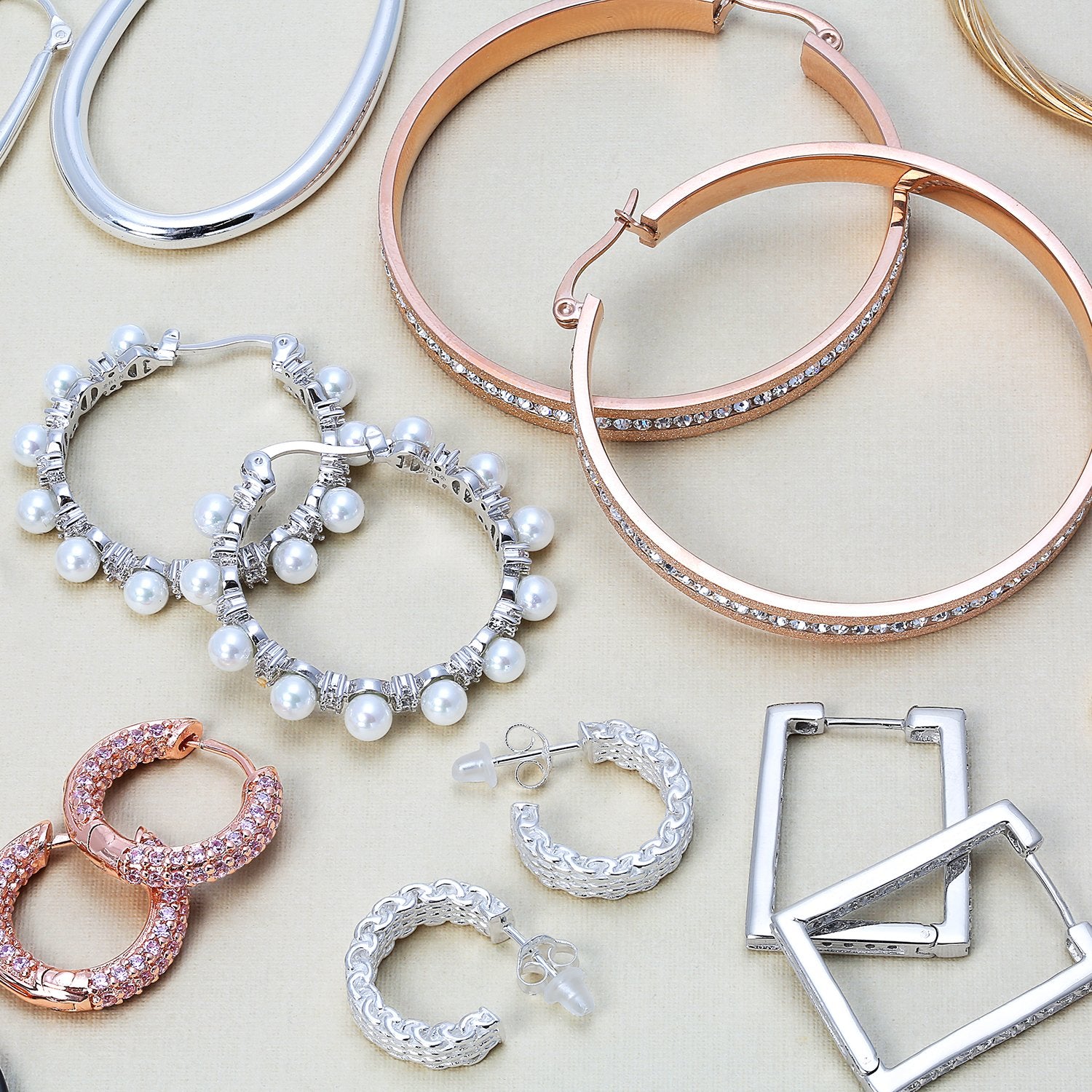 Mesh Twisted Rope Cable Braided Hoop Stud Earrings Sterling Silver - Joyeria Lady