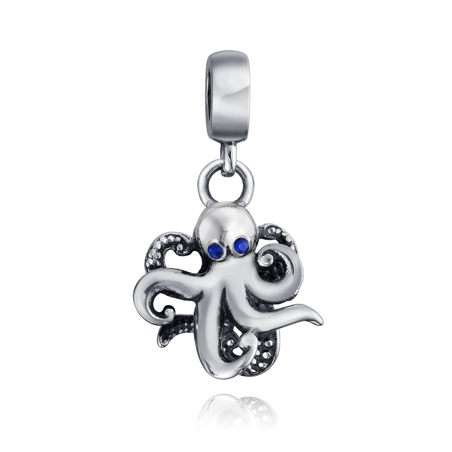 Octopus Squid Scuba Diver Trip Dangle Charm Bead 925 Sterling Silver - Joyeria Lady