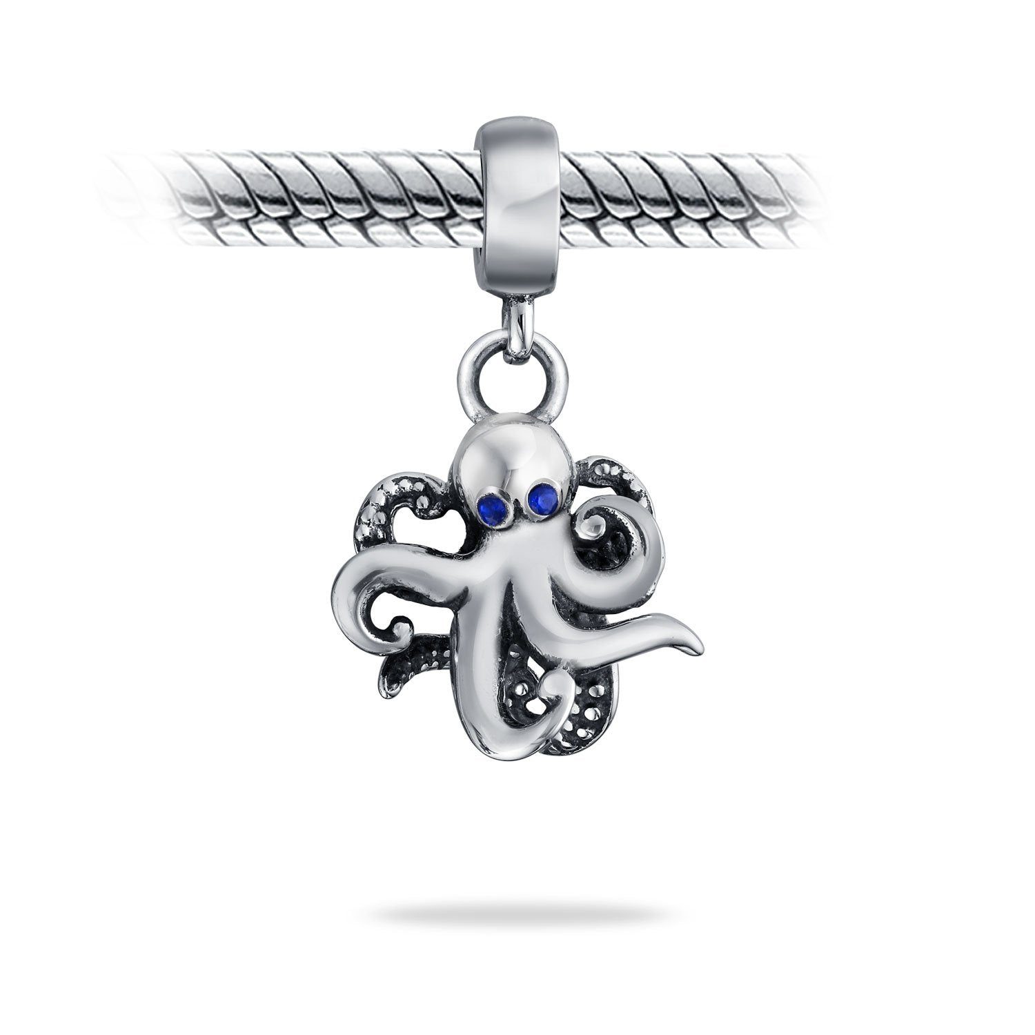 Octopus Squid Scuba Diver Trip Dangle Charm Bead 925 Sterling Silver - Joyeria Lady