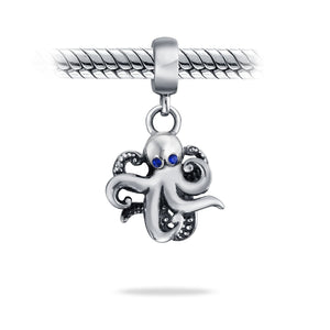 Octopus Squid Scuba Diver Trip Dangle Charm Bead 925 Sterling Silver