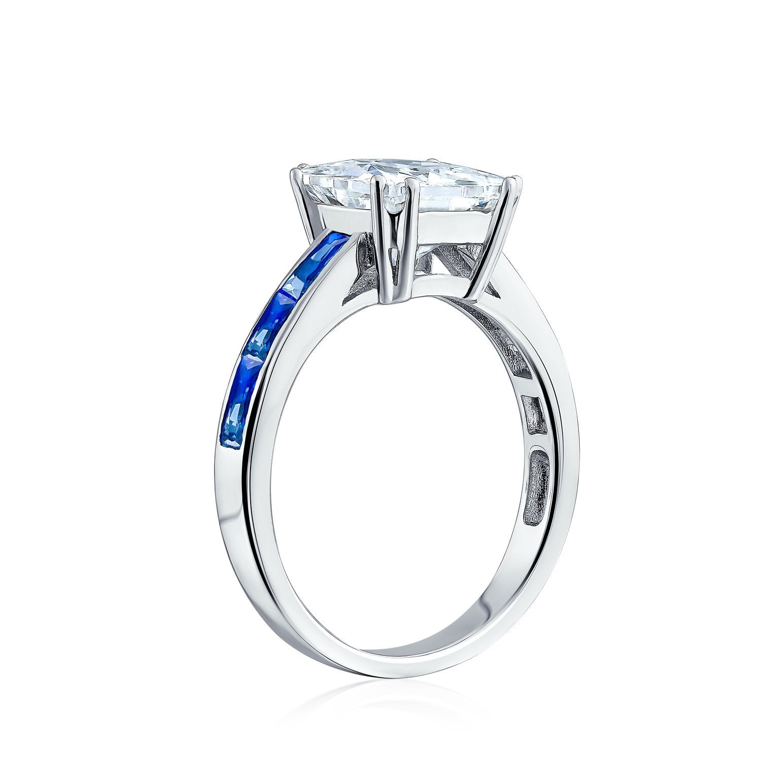 3CT Cushion Cut AAA CZ Engagement Ring Imitation Sapphire 925 Silver - Joyeria Lady