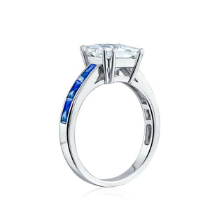 3CT Cushion Cut AAA CZ Engagement Ring Imitation Sapphire 925 Silver
