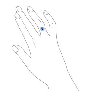 3CT CZ Blue Imitation Sapphire Emerald Cut Engagement Ring 925 Silver