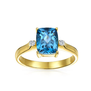 3.17CT Solitaire London Blue Topaz Ring 14K Plated Sterling Silver