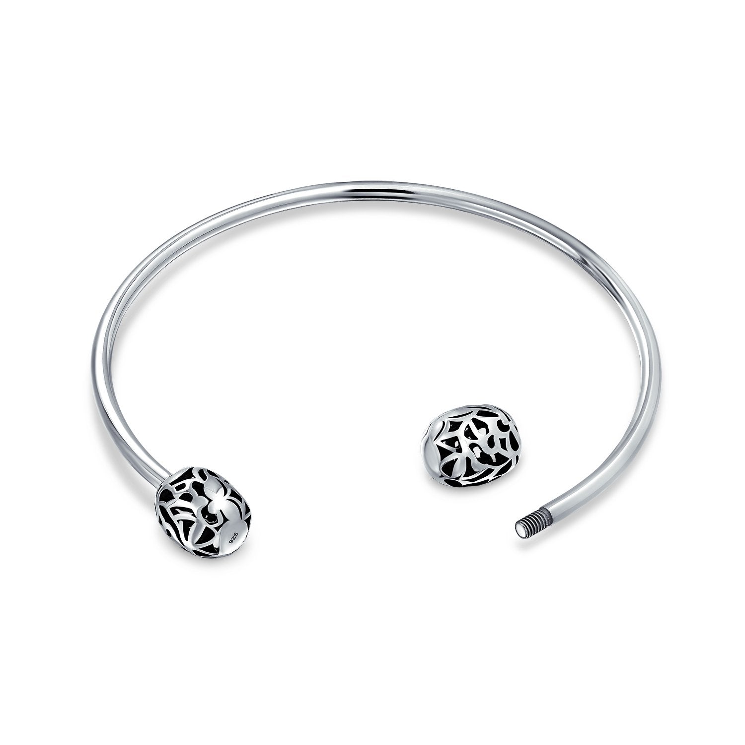 Love Screw Starter Charm Cuff Beads Bangle Bracelet Sterling Silver - Joyeria Lady