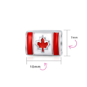 Travel Canada Flag Maple Leaf Traveler Bead Charm 925 Sterling Silver