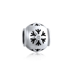 Christmas Snowflake Silver Crystal Charm Bead 925 Sterling Silver