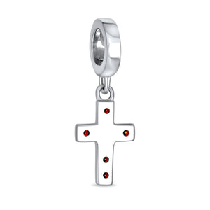 Religious Cross Dangle Charm Bead Communion 925 Sterling Silver