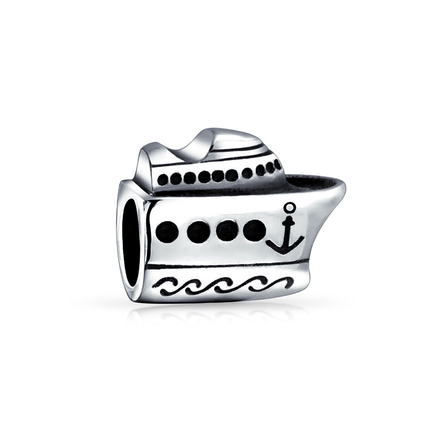 Cruise Ship Travel Yacht Boat Captain Bead Charm 925 Sterling Silver - Joyeria Lady