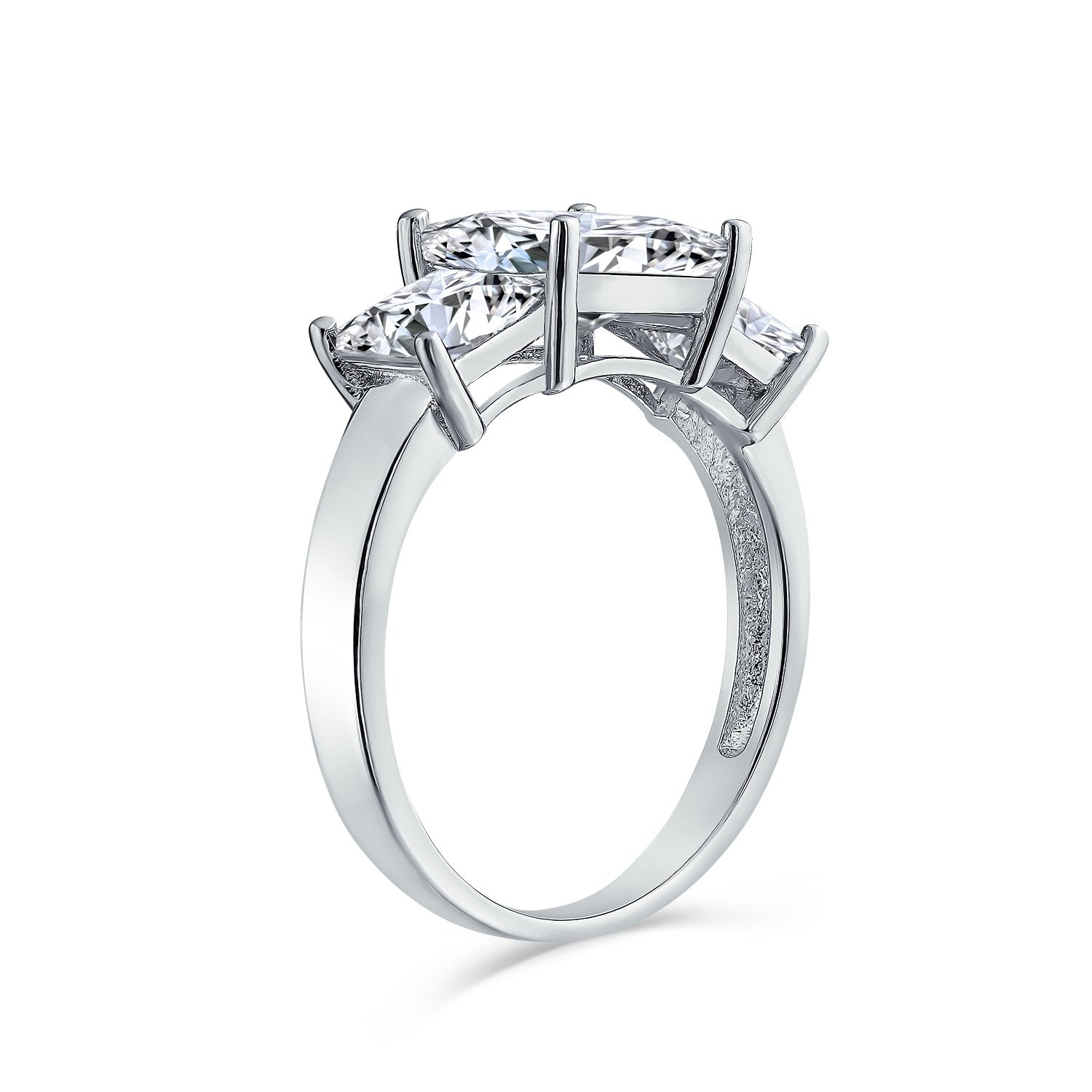 2CT Square Princess Cut 3 Stone CZ Engagement Ring 925 Sterling Silver - Joyeria Lady