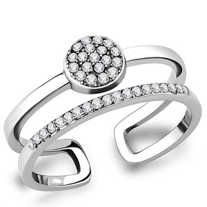DA048 - High polished (no plating) Stainless Steel Ring with AAA Grade CZ  in Clear - Joyeria Lady