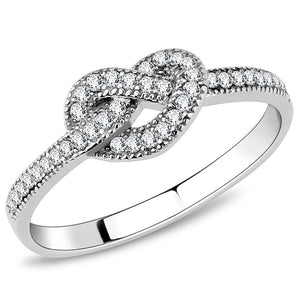 DA053 - High polished (no plating) Stainless Steel Ring with AAA Grade CZ  in Clear - Joyeria Lady