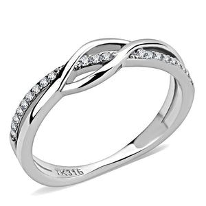 DA157 - High polished (no plating) Stainless Steel Ring with AAA Grade CZ  in Clear - Joyeria Lady