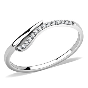 DA159 - High polished (no plating) Stainless Steel Ring with AAA Grade CZ  in Clear - Joyeria Lady