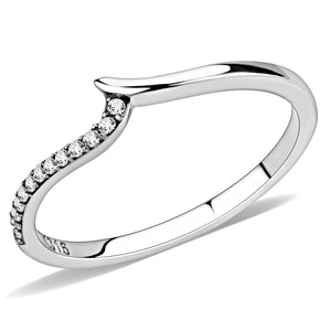 DA162 - High polished (no plating) Stainless Steel Ring with AAA Grade CZ  in Clear - Joyeria Lady