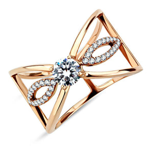 DA169 - IP Rose Gold(Ion Plating) Stainless Steel Ring with AAA Grade CZ  in Clear - Joyeria Lady