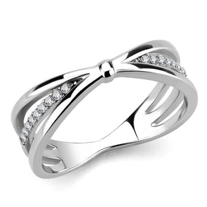 DA239 - High polished (no plating) Stainless Steel Ring with AAA Grade CZ  in Clear - Joyeria Lady