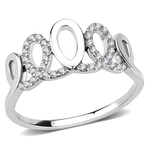 DA258 - High polished (no plating) Stainless Steel Ring with AAA Grade CZ  in Clear - Joyeria Lady