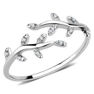 DA266 - High polished (no plating) Stainless Steel Ring with AAA Grade CZ  in Clear - Joyeria Lady