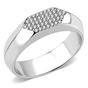 DA302 No Plating Stainless Steel Ring with AAA Grade CZ in Clear - Joyeria Lady
