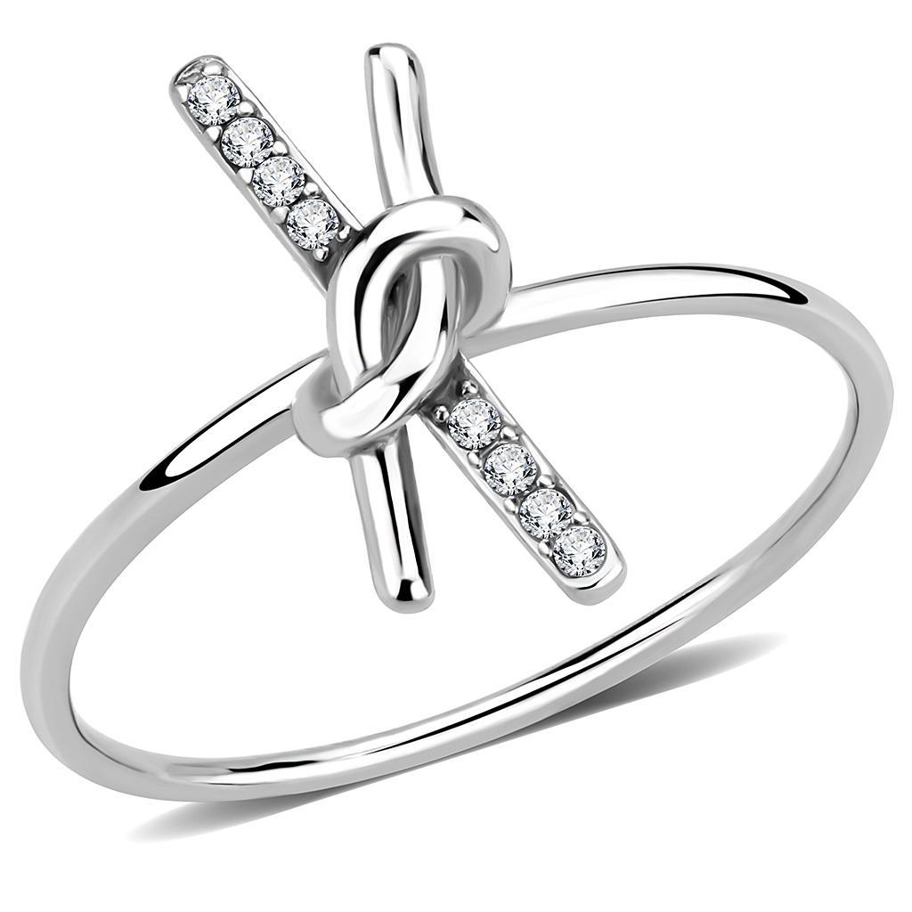 DA313 - No Plating Stainless Steel Ring with AAA Grade CZ  in Clear - Joyeria Lady