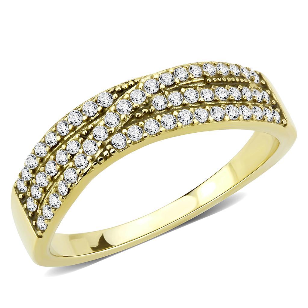 DA321 - IP Gold(Ion Plating) Stainless Steel Ring with AAA Grade CZ  in Clear - Joyeria Lady