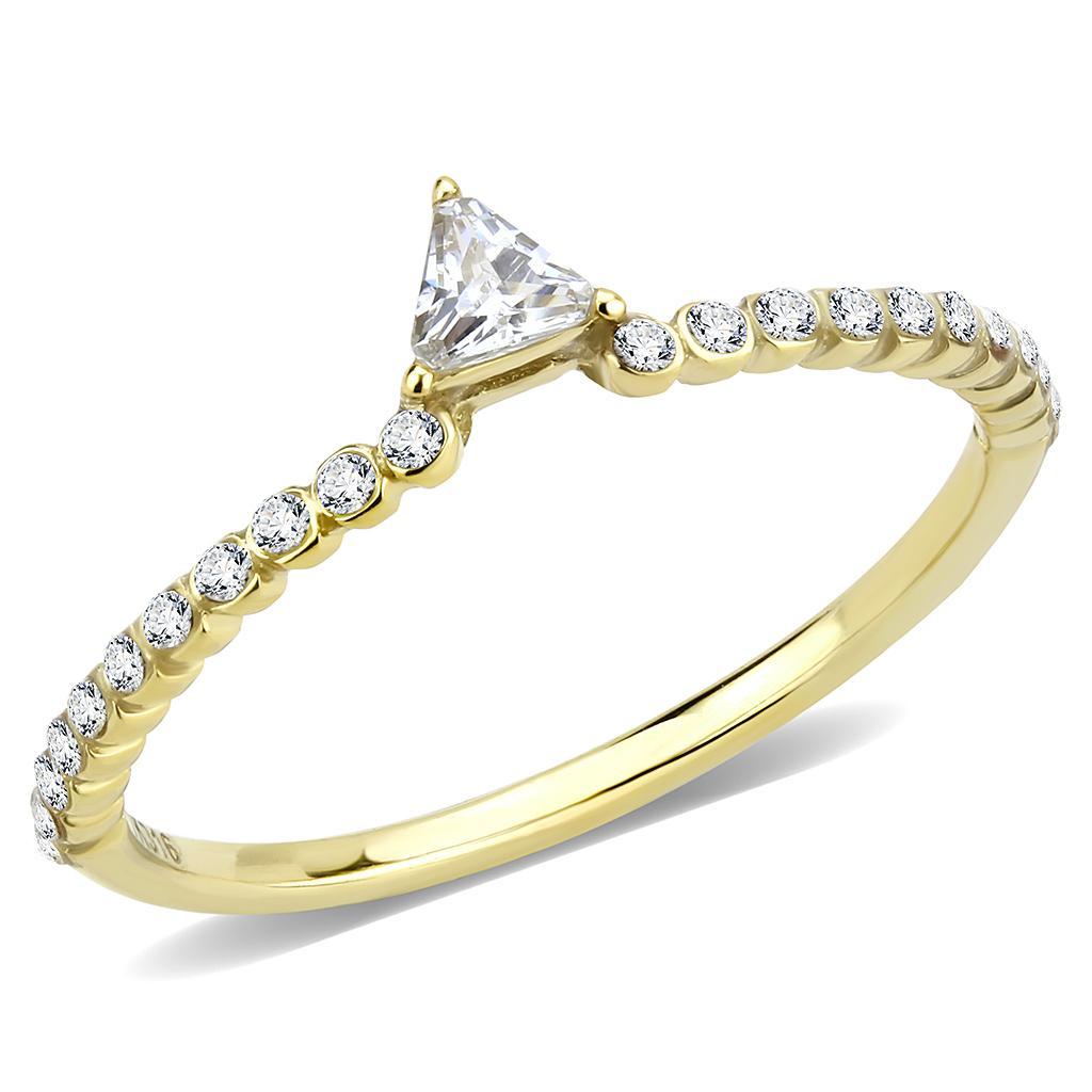DA323 - IP Gold(Ion Plating) Stainless Steel Ring with AAA Grade CZ  in Clear - Joyeria Lady