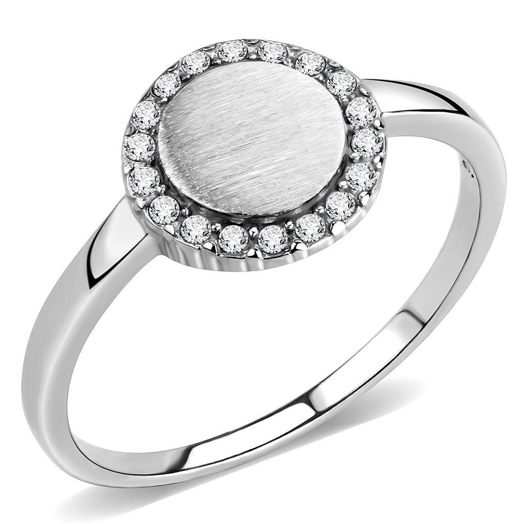 DA340 - No Plating Stainless Steel Ring with AAA Grade CZ  in Clear - Joyeria Lady