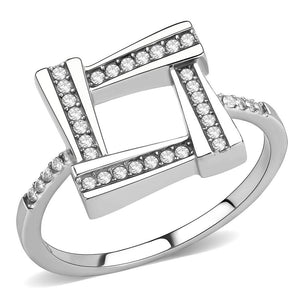 DA341 - No Plating Stainless Steel Ring with AAA Grade CZ  in Clear - Joyeria Lady