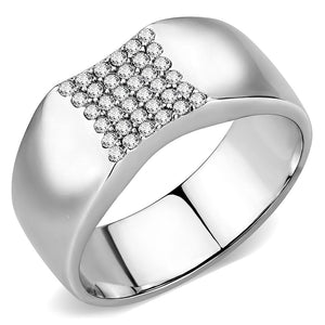 DA345 No Plating Stainless Steel Ring with AAA Grade CZ in Clear - Joyeria Lady