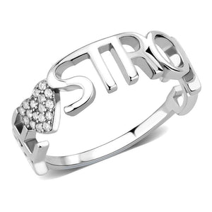 DA356 - High polished (no plating) Stainless Steel Ring with AAA Grade CZ  in Clear - Joyeria Lady