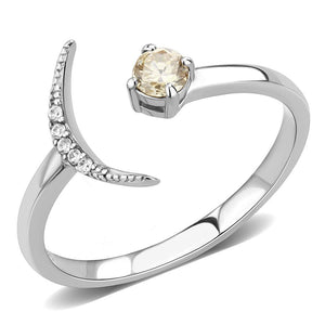 DA358 - High polished (no plating) Stainless Steel Ring with AAA Grade CZ  in Champagne - Joyeria Lady