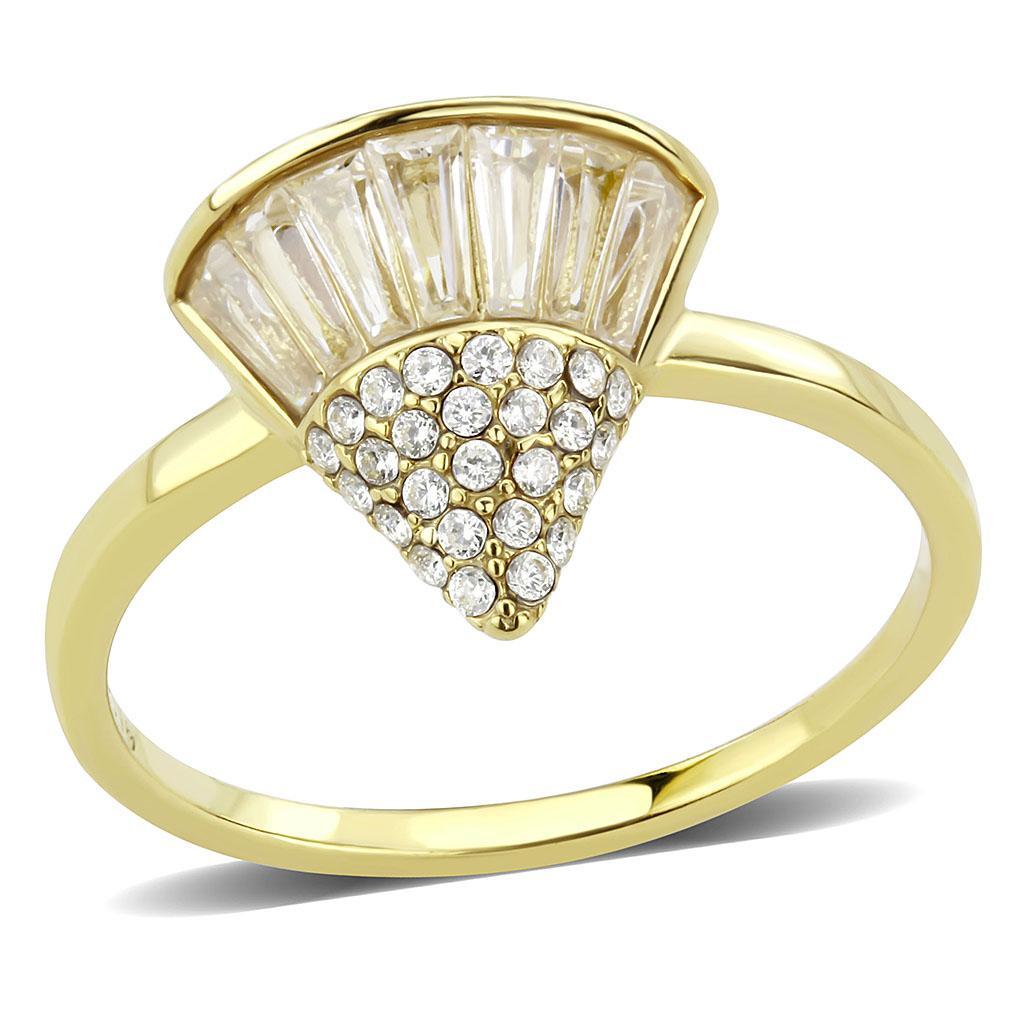 DA359 - IP Gold(Ion Plating) Stainless Steel Ring with AAA Grade CZ  in Clear - Joyeria Lady