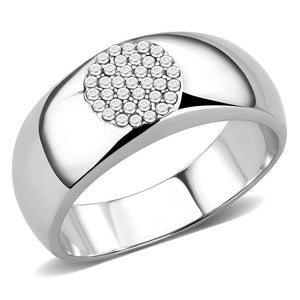 DA367 High polished (no plating) Stainless Steel Ring with AAA Grade CZ in Clear - Joyeria Lady