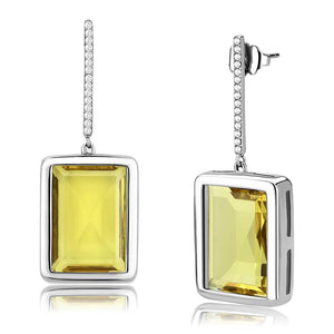 DA378 High polished (no plating) Stainless Steel Earrings with Top Grade Crystal in Topaz - Joyeria Lady