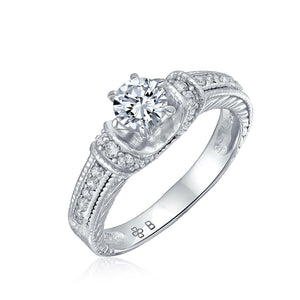 1CT Solitaire U set 6 Prong AAA CZ Engagement Ring 925 Sterling Silver
