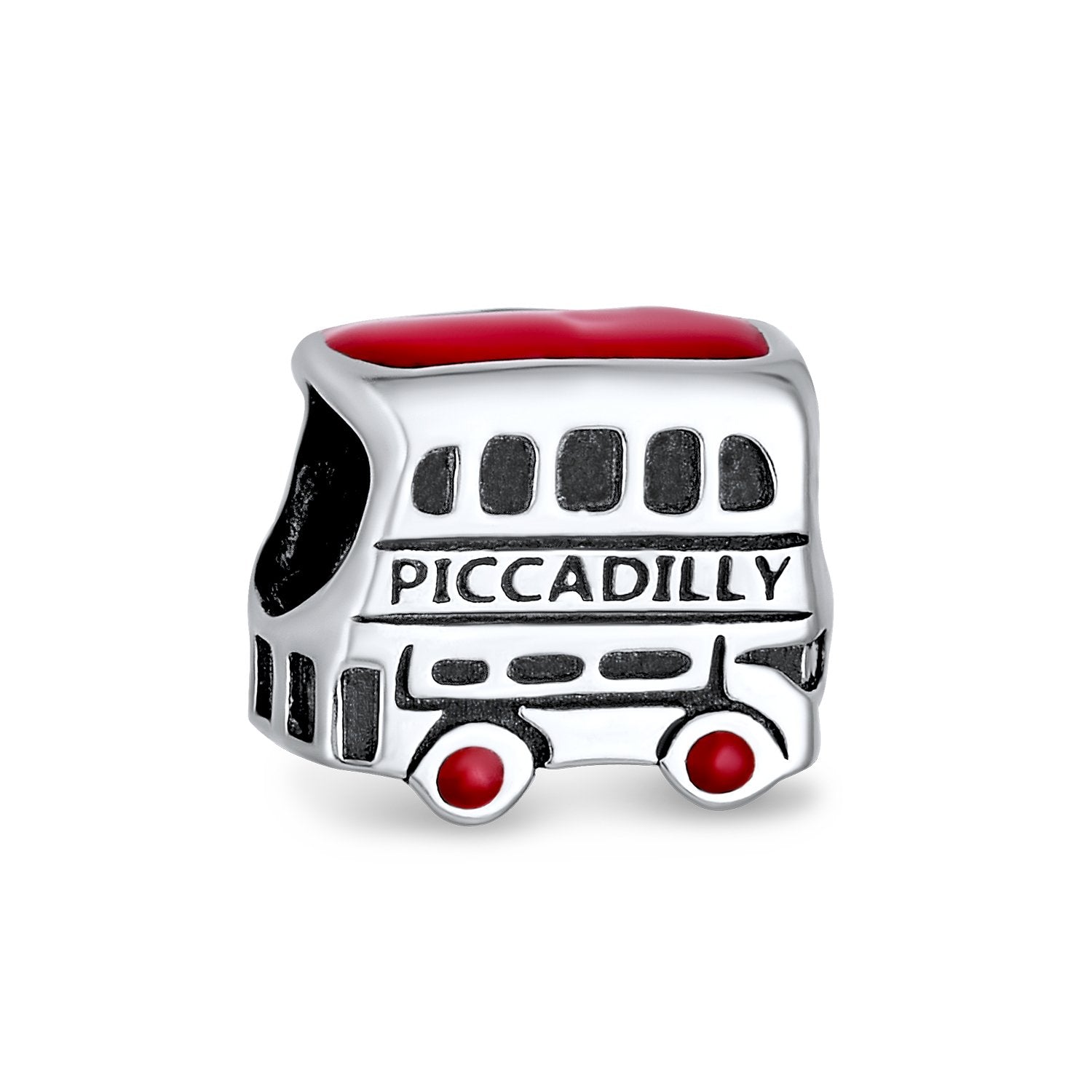 London Piccadilly UK London Britain Bus Charm Bead Sterling Silver - Joyeria Lady