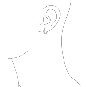 3 Three Row Cubic Zirconia Pave CZ Hoop Earrings Silver Plated Medium